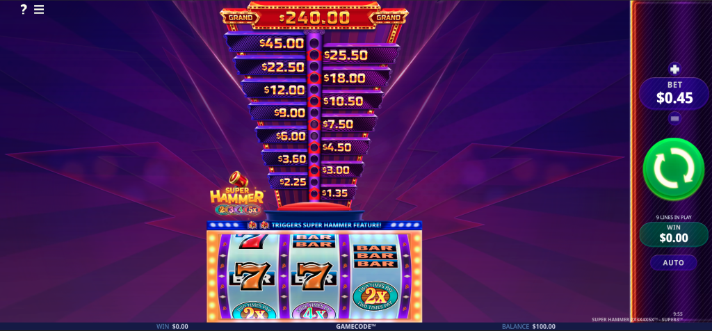 Super Hammer slot machine reel set
